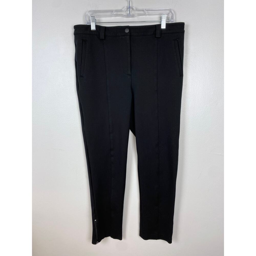 Talbots Pleated‎ Ankle Zip Pant Black Career Ankle Slant Pockets Work Size 14
